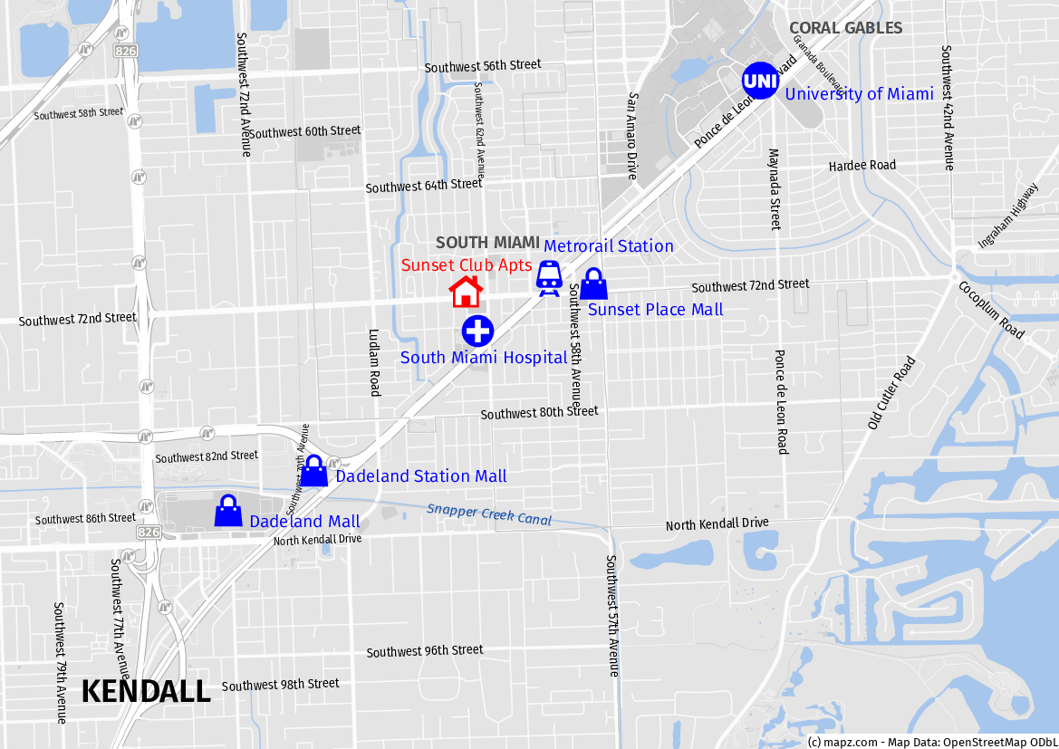 Sunset Club Apartments Neighborhood Map